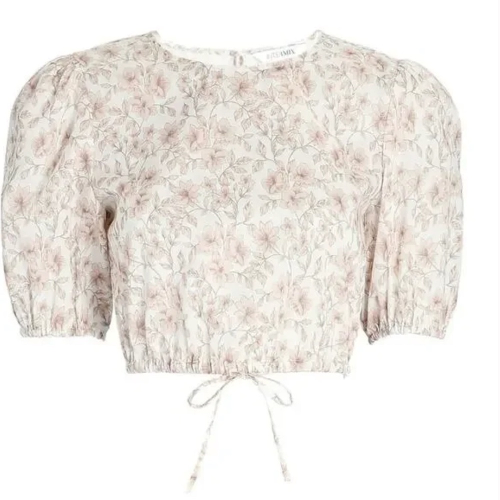 Intermix Poppy Puff Sleeve Floral Cotton Crop Top Size Small